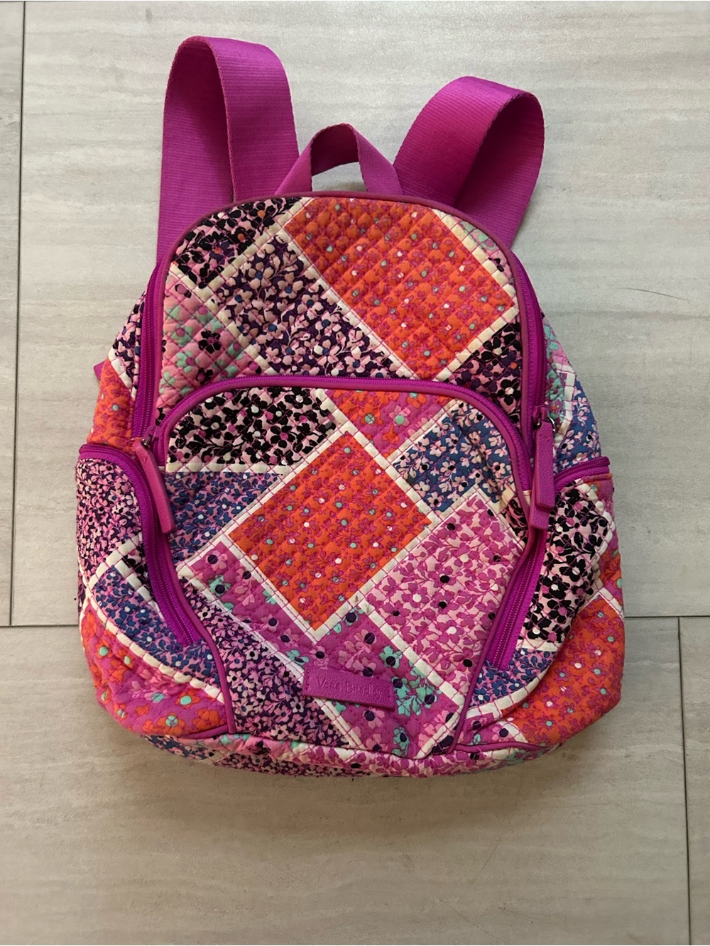Vera Bradley Turquoise and Hot Pink Quilted Backpack